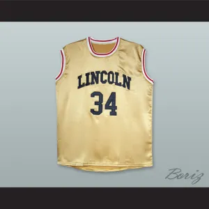 Jesus Shuttlesworth 34 Lincoln Gold Silk Basketball Jersey