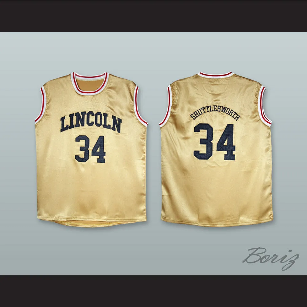 Jesus Shuttlesworth 34 Lincoln Gold Silk Basketball Jersey