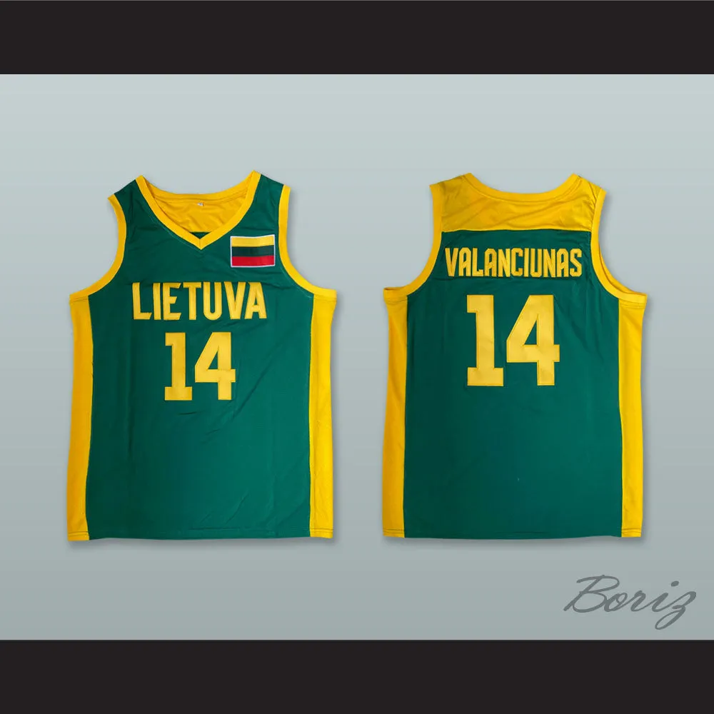 Jonas Valanciunas 14 Lithuania Lietuva Green Basketball Jersey