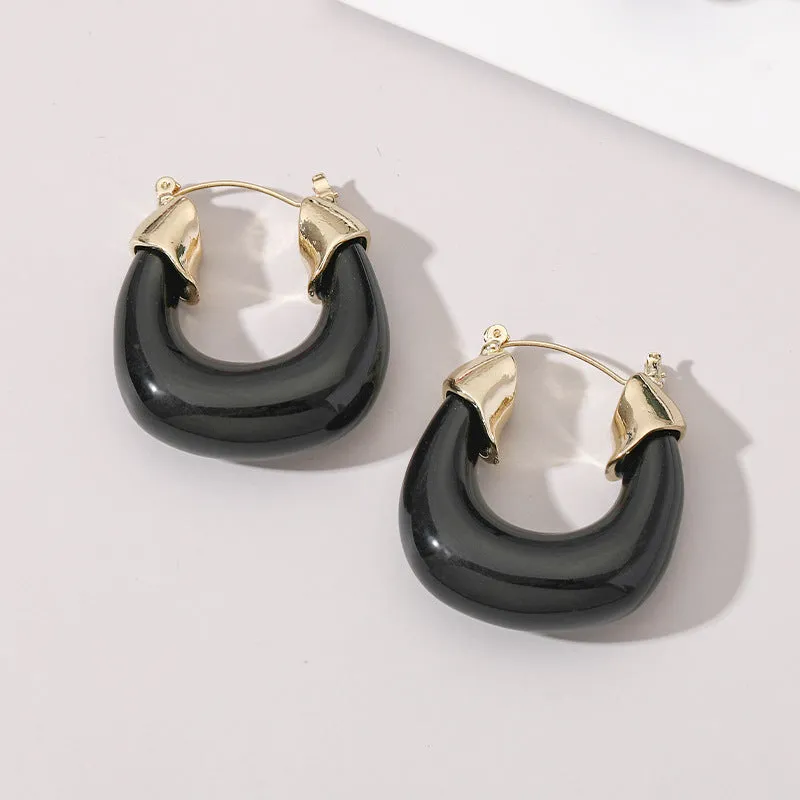 Just Lil Things  Black Hoop Earrings jlt11288