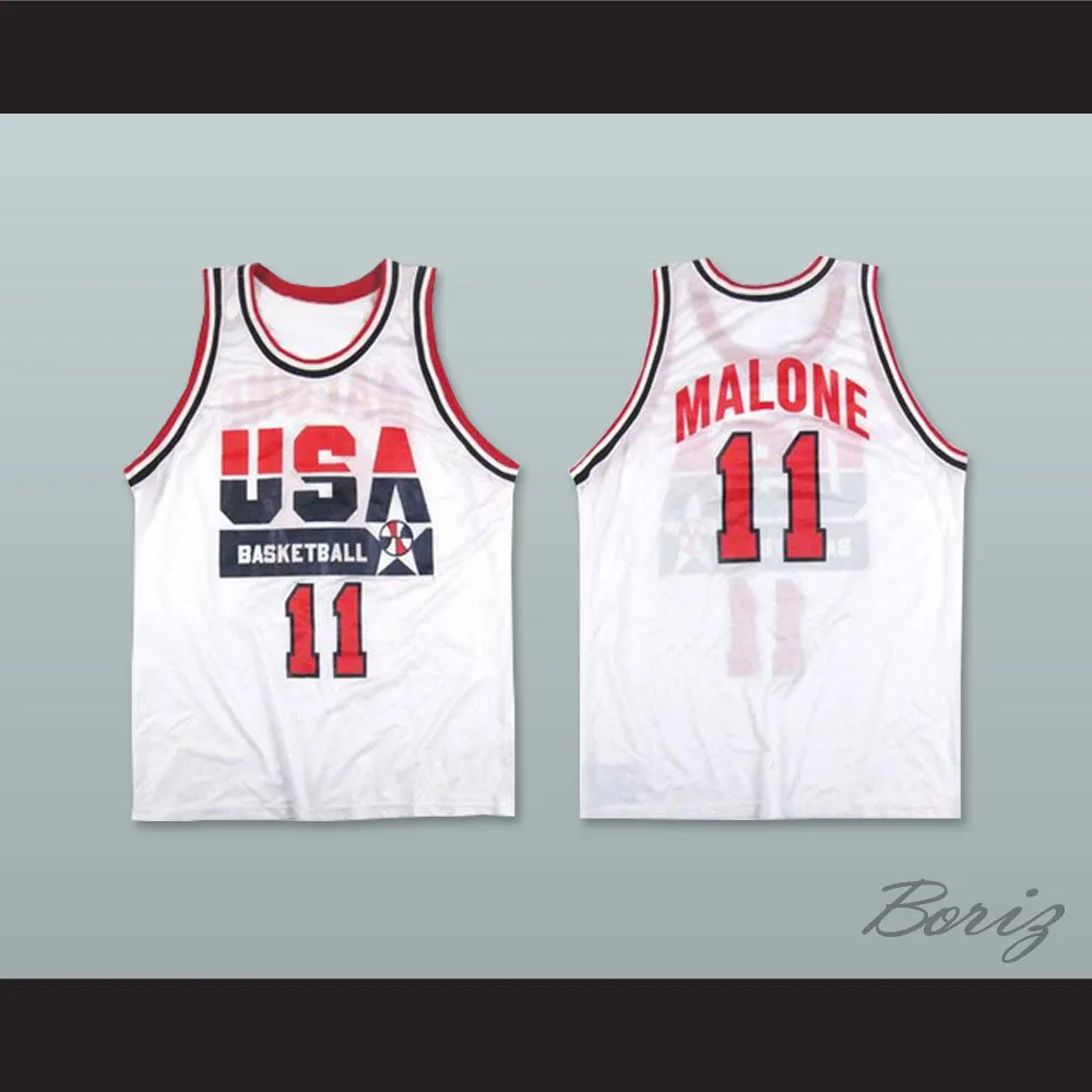 Karl Malone 11 USA Team Home Basketball Jersey