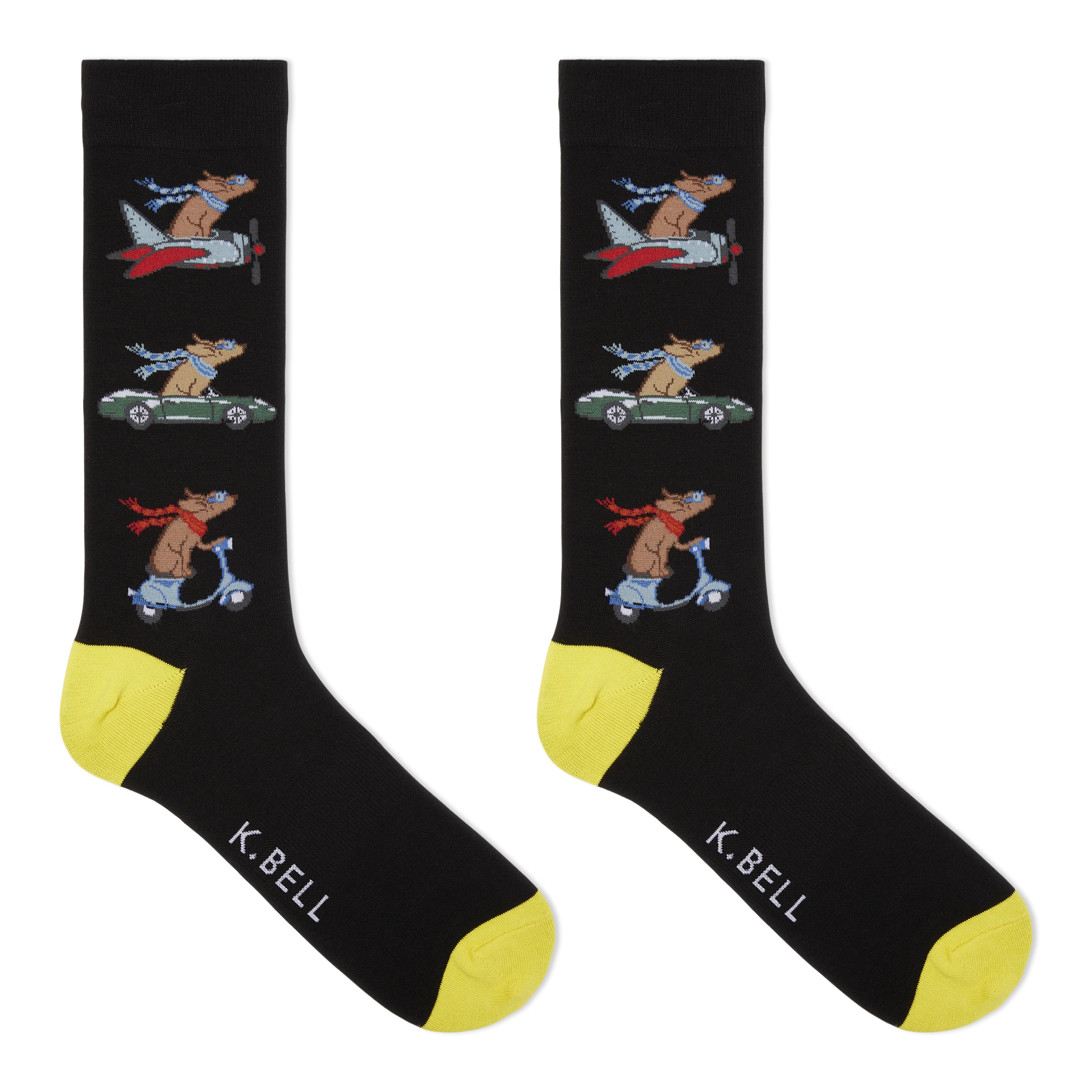 K.Bell Men's Traveling Dogs Crew Socks