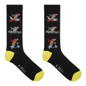 K.Bell Men's Traveling Dogs Crew Socks