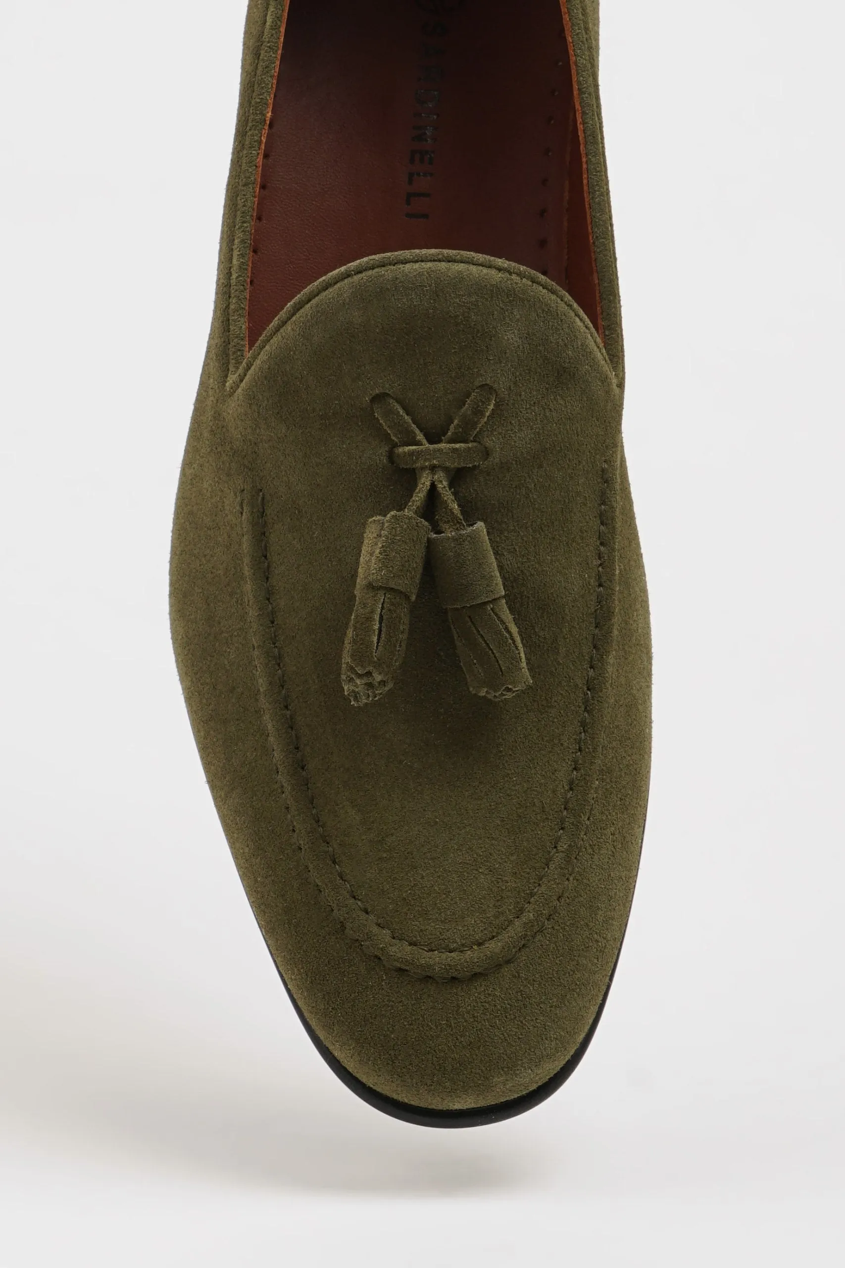Khaki Suede Tassel Loafers