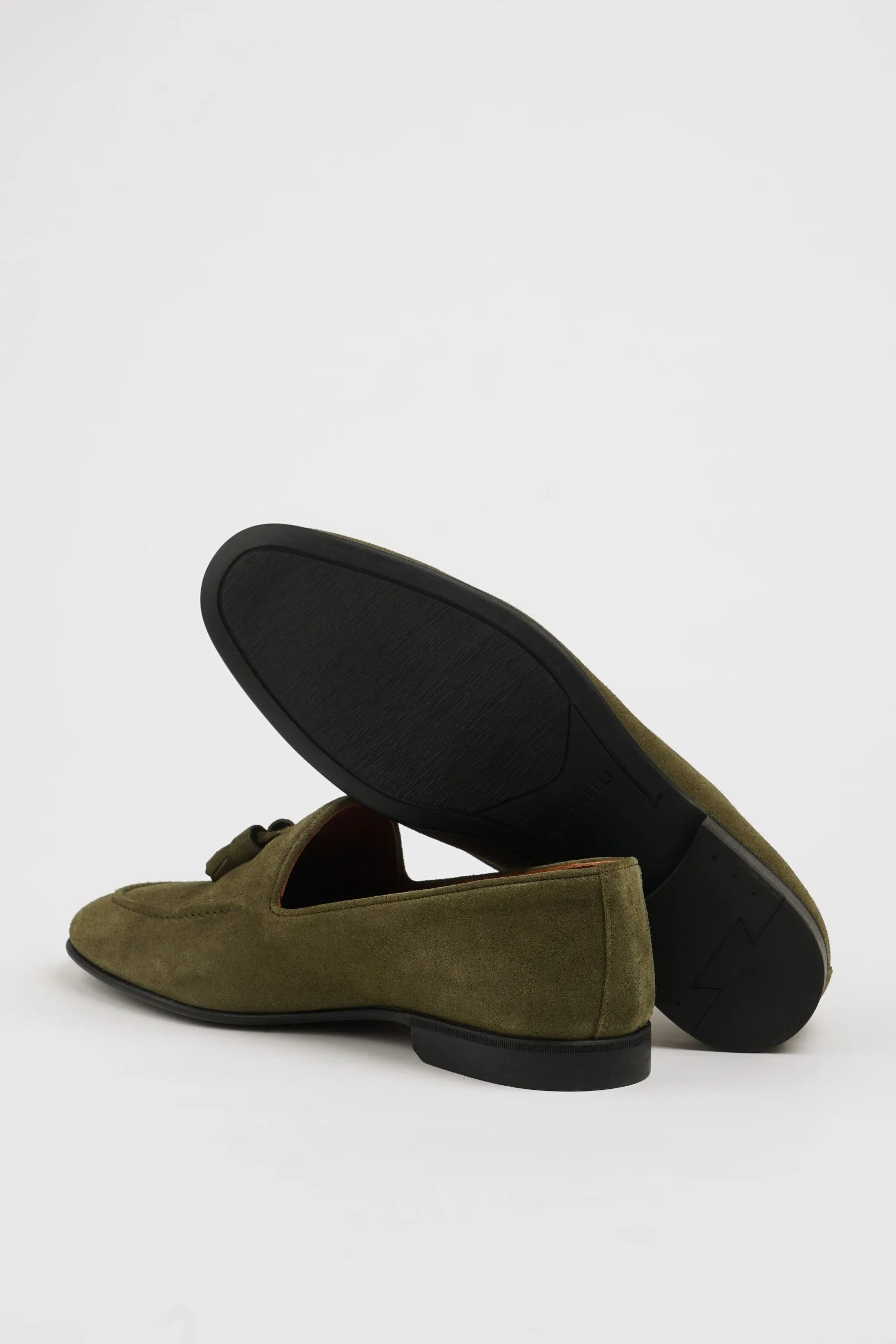 Khaki Suede Tassel Loafers