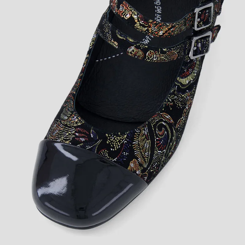 KOMIC W - BLACK ROYAL PRINT PATENT SUEDE