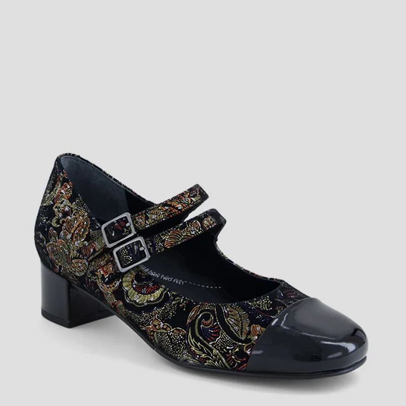 KOMIC W - BLACK ROYAL PRINT PATENT SUEDE