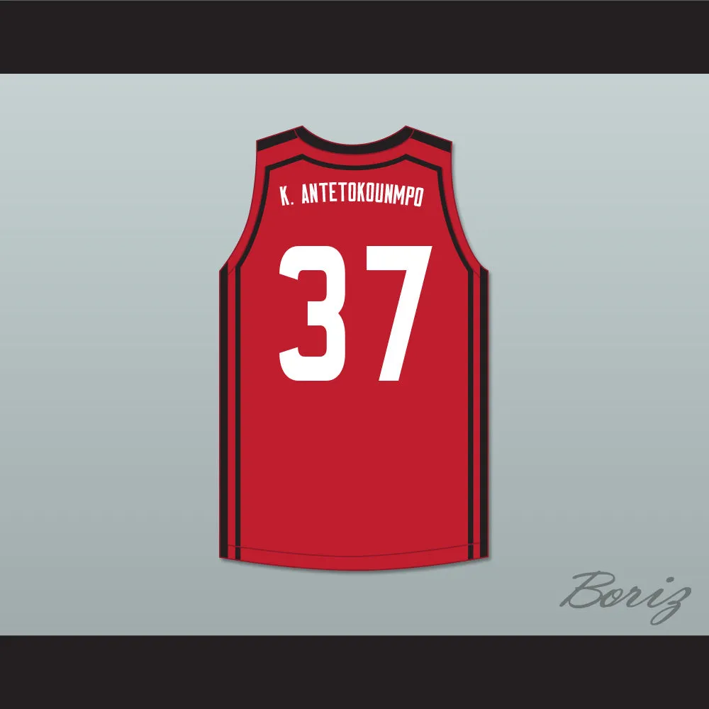 Kostas Antetokounmpo 37 Filathlitikos A.O Zografou B.C. Red Basketball Jersey