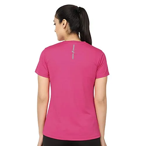 KRONOS Women's Round Neck Dry Fit Gym Sports T-Shirt, Salmon Pink (S)
