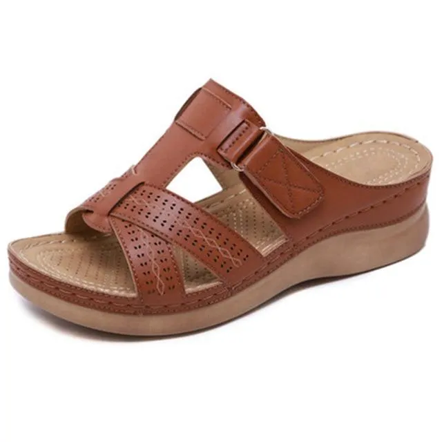 Ladies Summer Comfortable Retro Low Heel Sandals