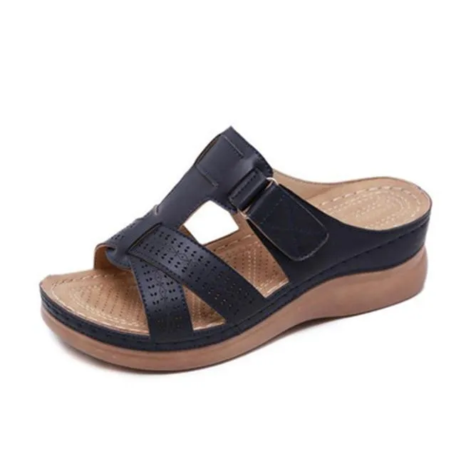 Ladies Summer Comfortable Retro Low Heel Sandals