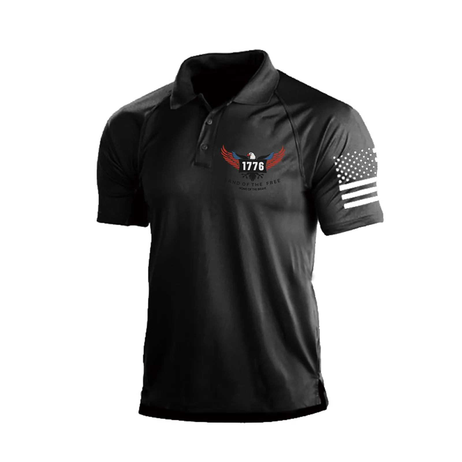 LAND OF THE FREE RAGLAN GRAPHIC POLO SHIRT