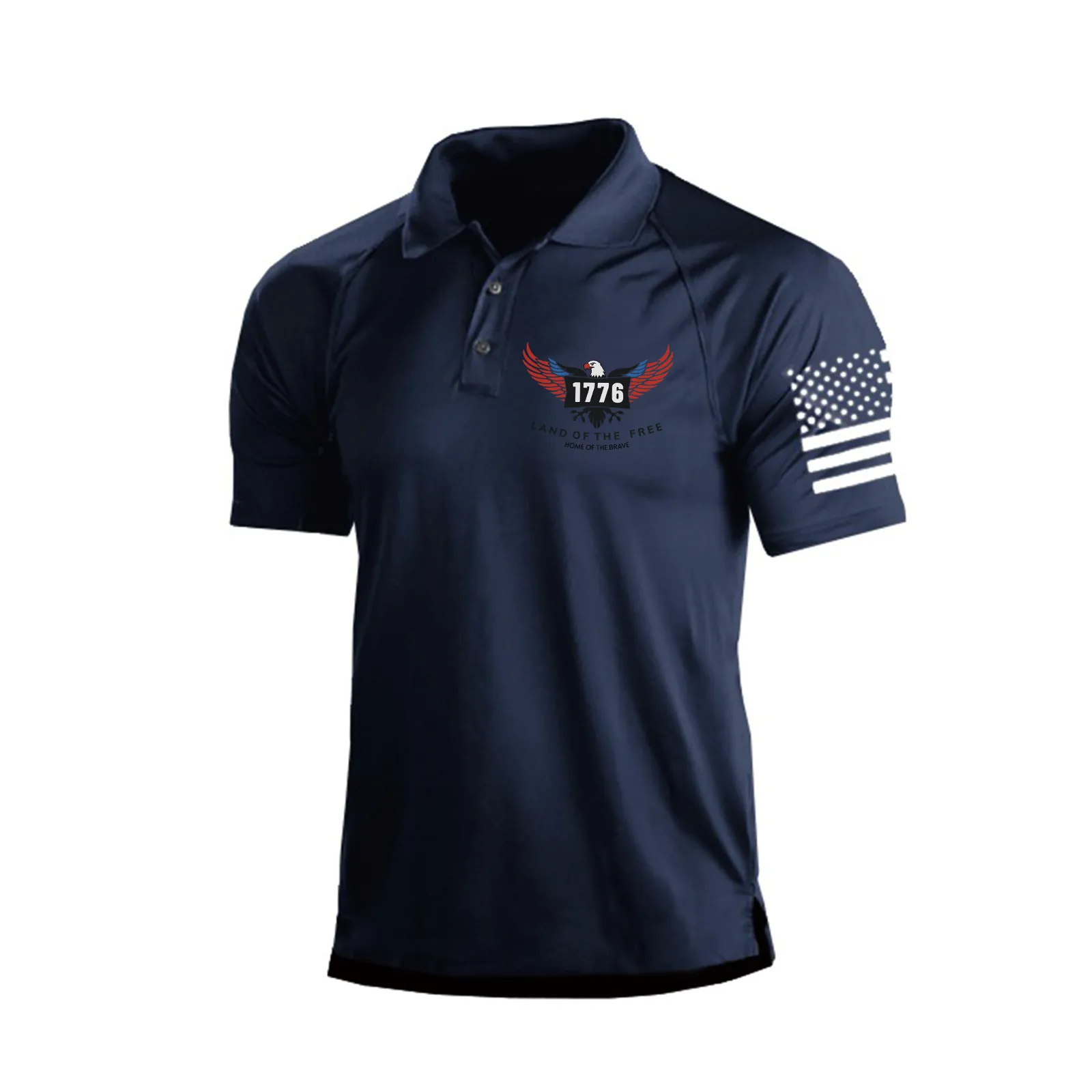 LAND OF THE FREE RAGLAN GRAPHIC POLO SHIRT