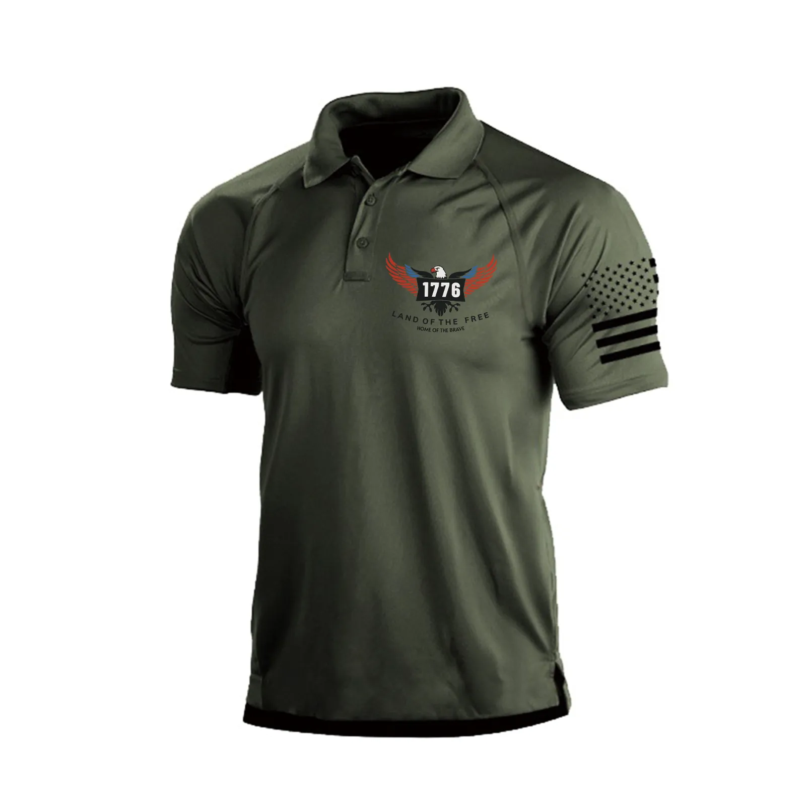 LAND OF THE FREE RAGLAN GRAPHIC POLO SHIRT