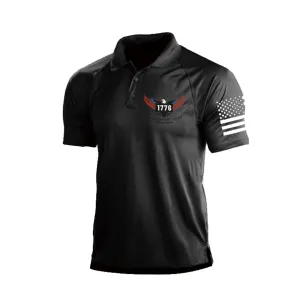 LAND OF THE FREE RAGLAN GRAPHIC POLO SHIRT