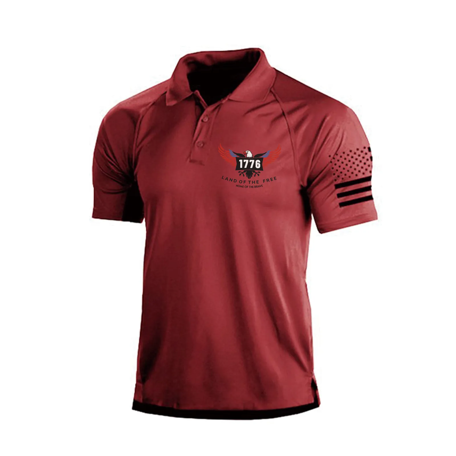 LAND OF THE FREE RAGLAN GRAPHIC POLO SHIRT