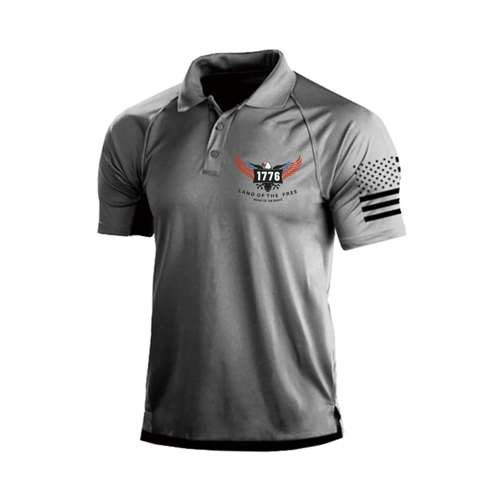 LAND OF THE FREE RAGLAN GRAPHIC POLO SHIRT