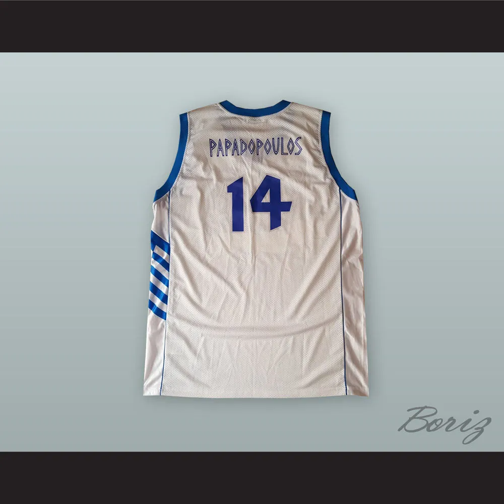 Lazaros Papadopoulos 14 Greece White Basketball Jersey