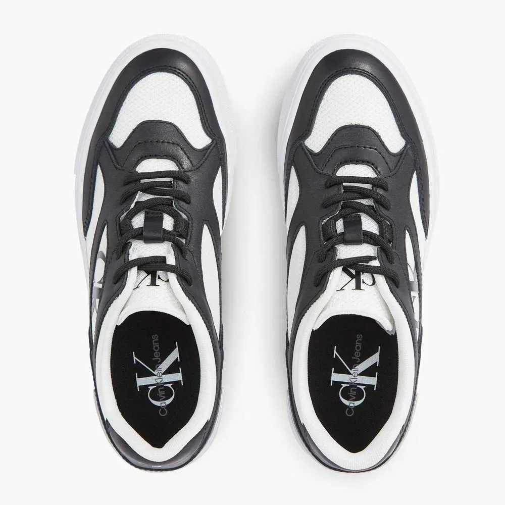 Leather Platform Bold Sneaker - Black & White