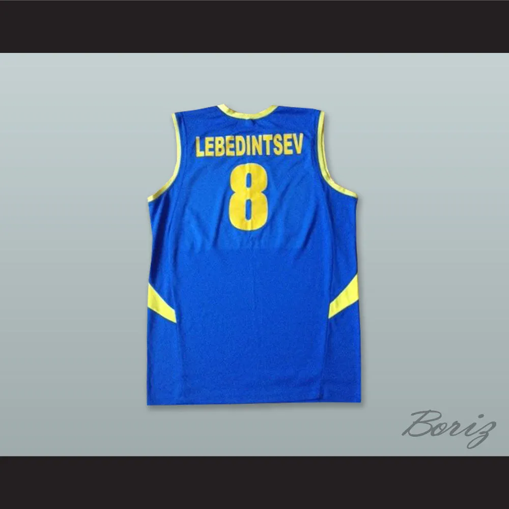 Lebedintsev 8 Ukraine Blue Basketball Jersey
