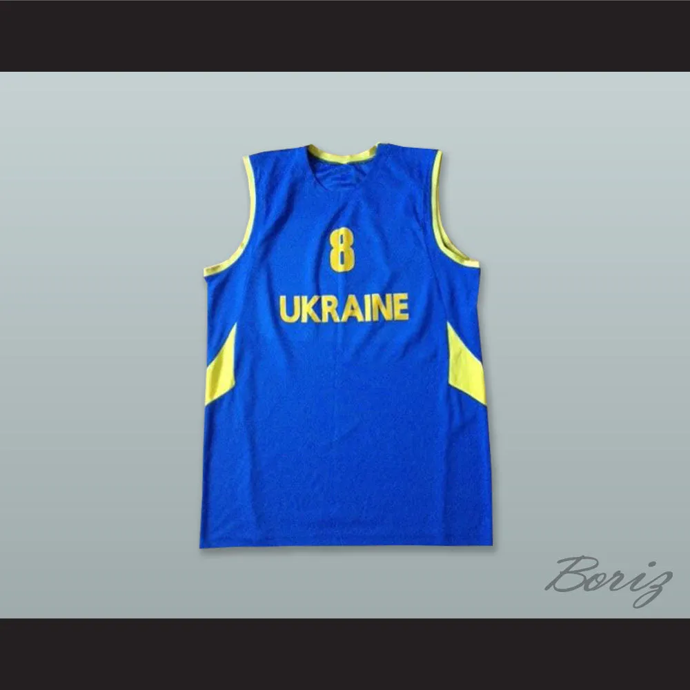 Lebedintsev 8 Ukraine Blue Basketball Jersey