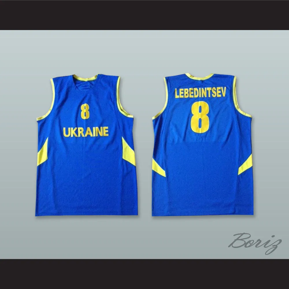 Lebedintsev 8 Ukraine Blue Basketball Jersey