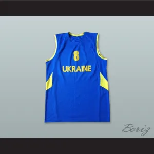 Lebedintsev 8 Ukraine Blue Basketball Jersey