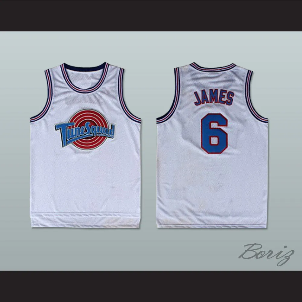 Lebron James 6 Tune Squad White Basketball Jersey