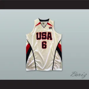 Lebron James 6 USA White Basketball Jersey