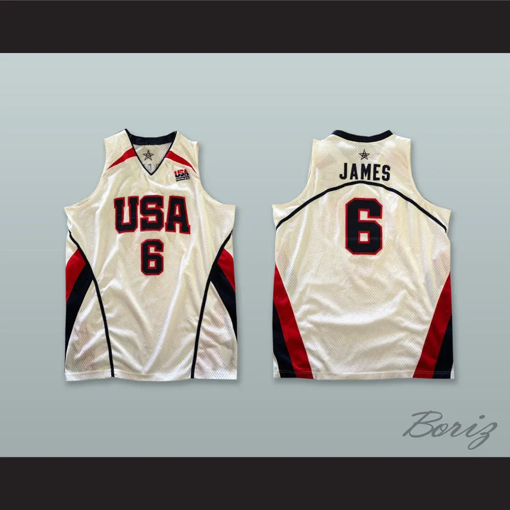 Lebron James 6 USA White Basketball Jersey