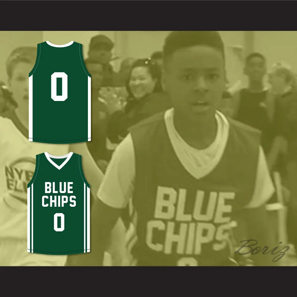 Lebron James Jr 0 Blue Chips Green Basketball Jersey 1