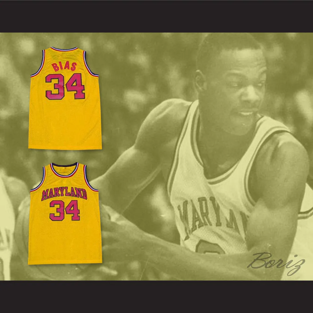 Len Bias 34 Maryland Yellow Basketball Jersey