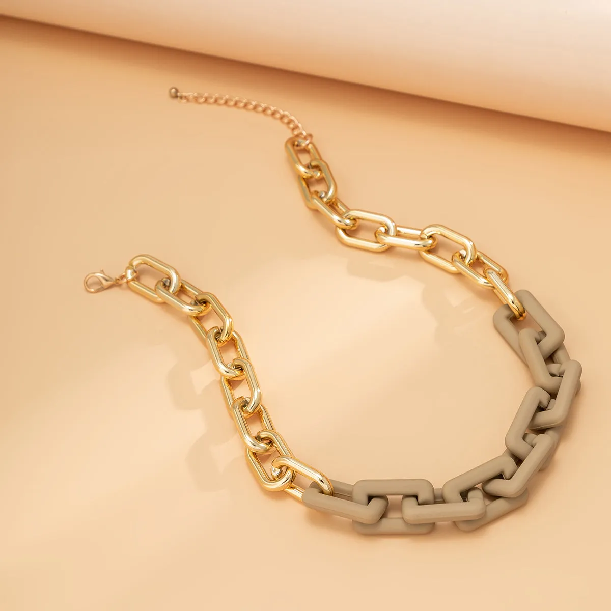 Light Brown Acrylic & 18K Gold-Plated Cable Chain Necklace