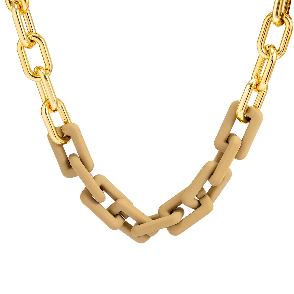 Light Brown Acrylic & 18K Gold-Plated Cable Chain Necklace