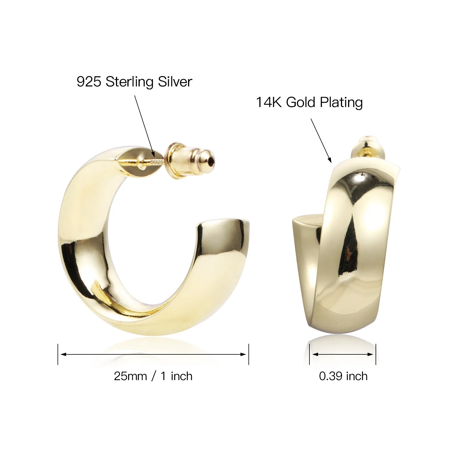 Lightweight Chunky Open Hoop Earrings