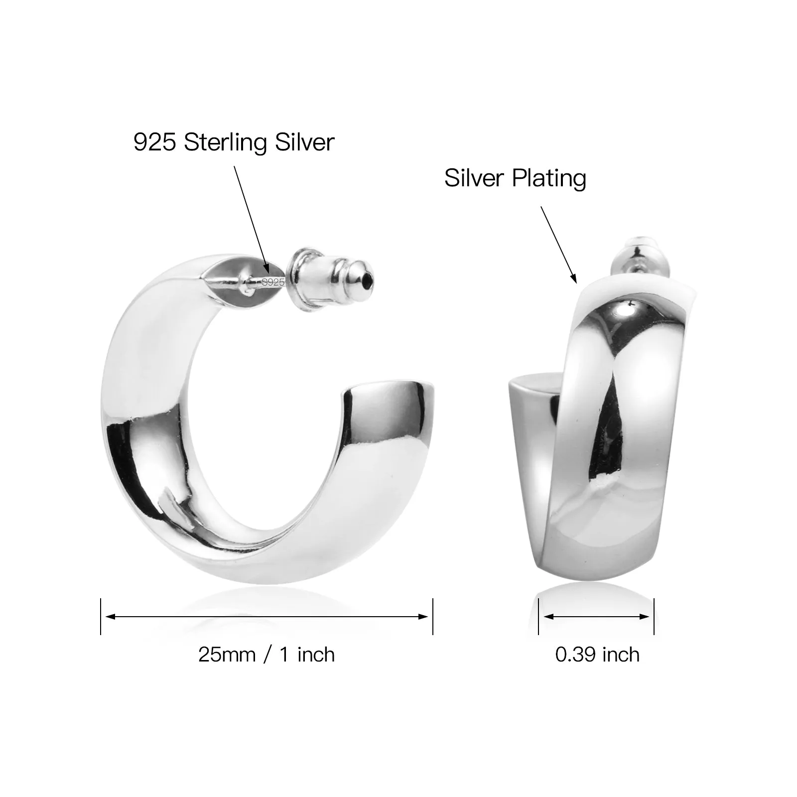 Lightweight Chunky Open Hoop Earrings