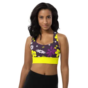 Longline sports bra Flowers Purple