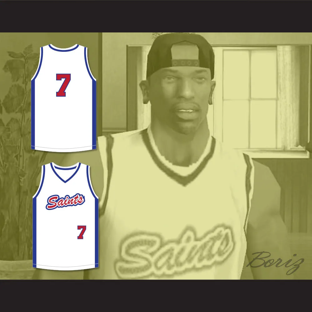 Los Santos Saints 7 White Basketball Jersey