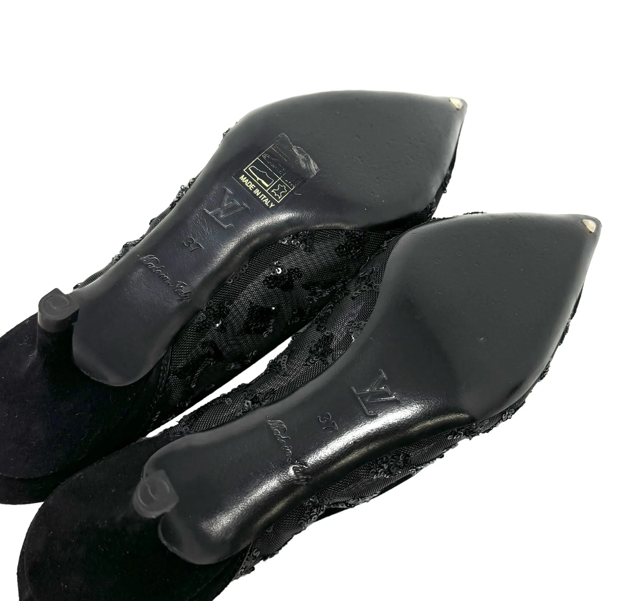 Louis Vuitton Black Logo Mesh Heels