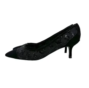 Louis Vuitton Black Logo Mesh Heels
