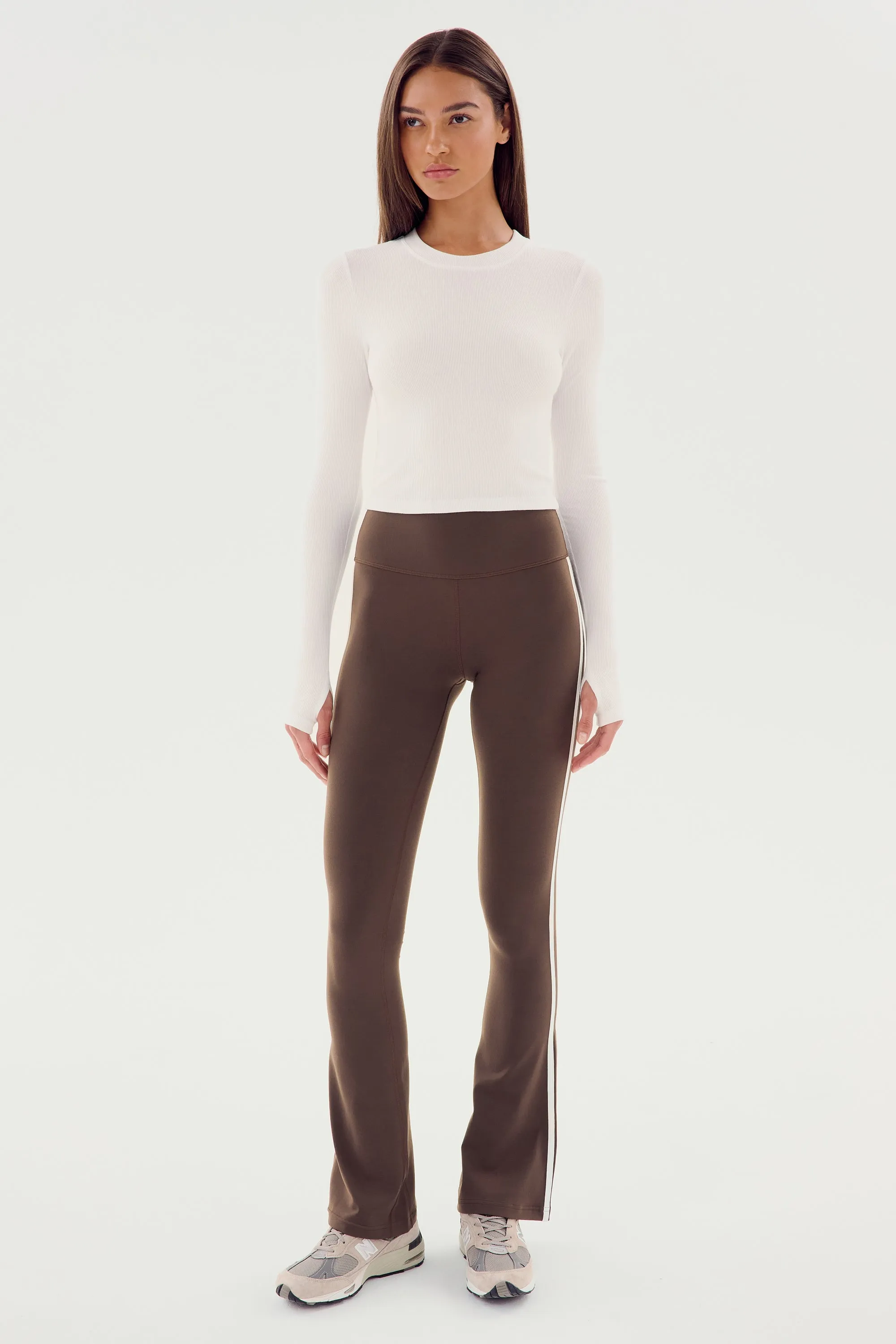 Louise Rib Long Sleeve Crop - White