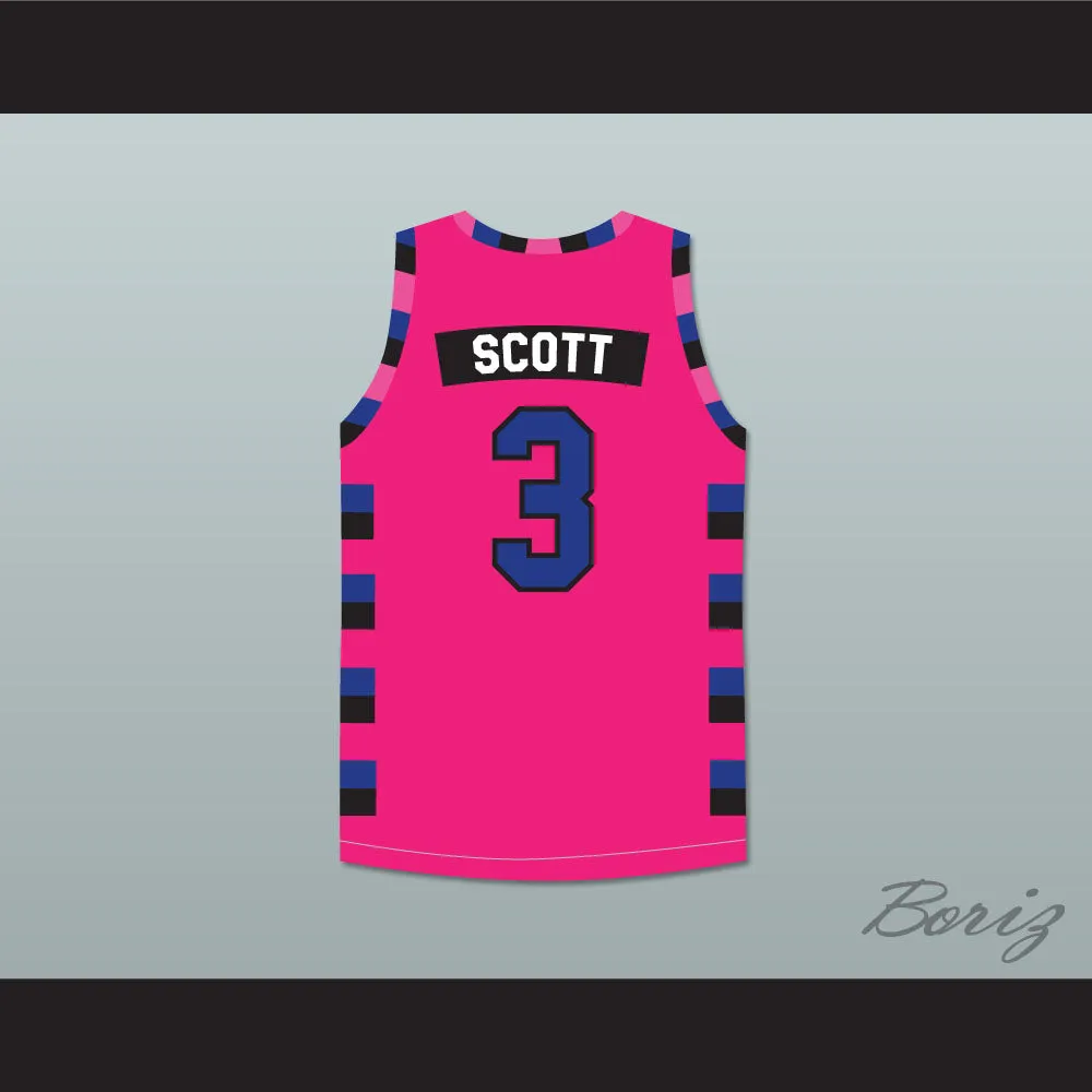 Lucas Scott 3 One Tree Hill Ravens Pink Basketball Jersey