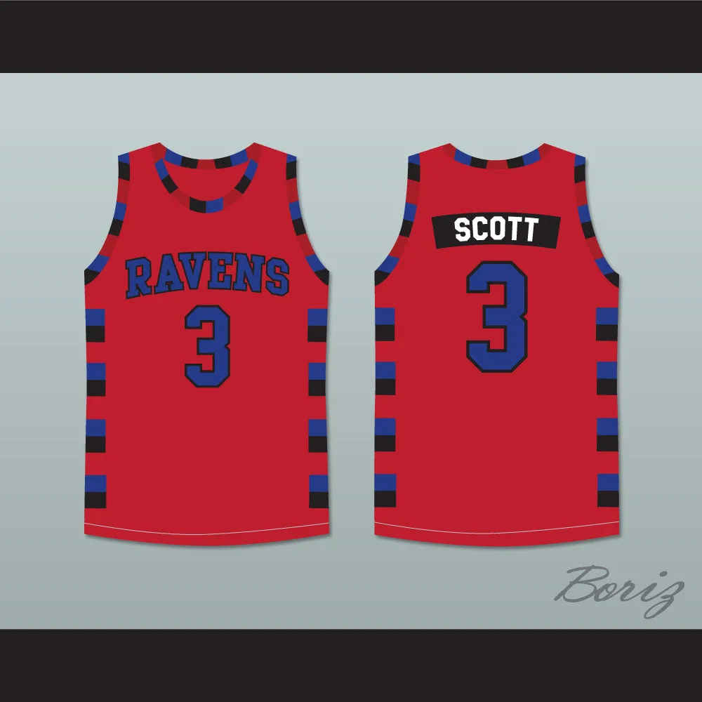 Lucas Scott 3 One Tree Hill Ravens Red Basketball Jersey
