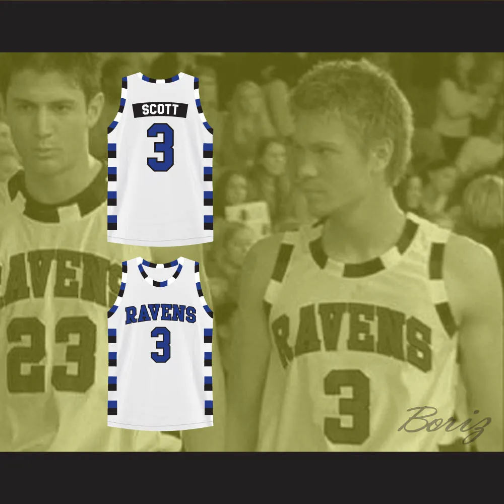 Lucas Scott 3 One Tree Hill Ravens White Basketball Jersey