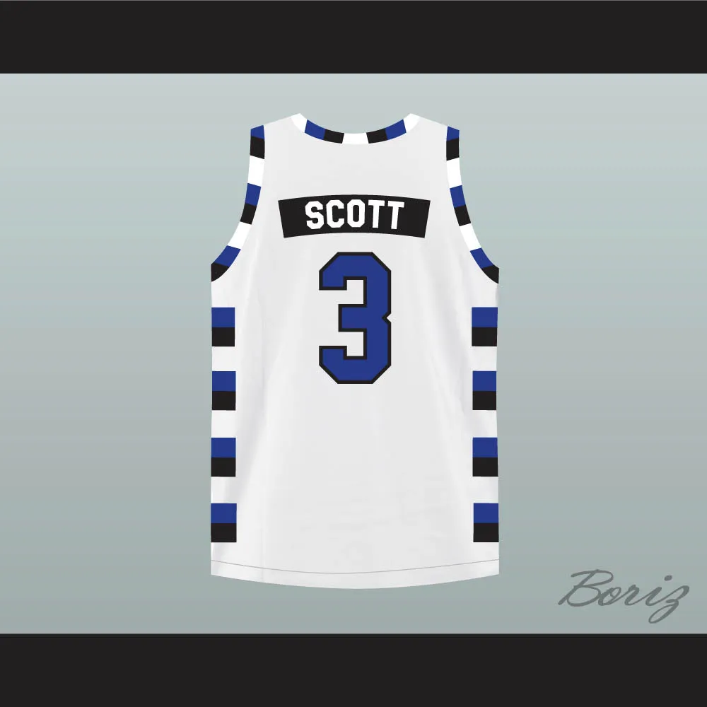 Lucas Scott 3 One Tree Hill Ravens White Basketball Jersey