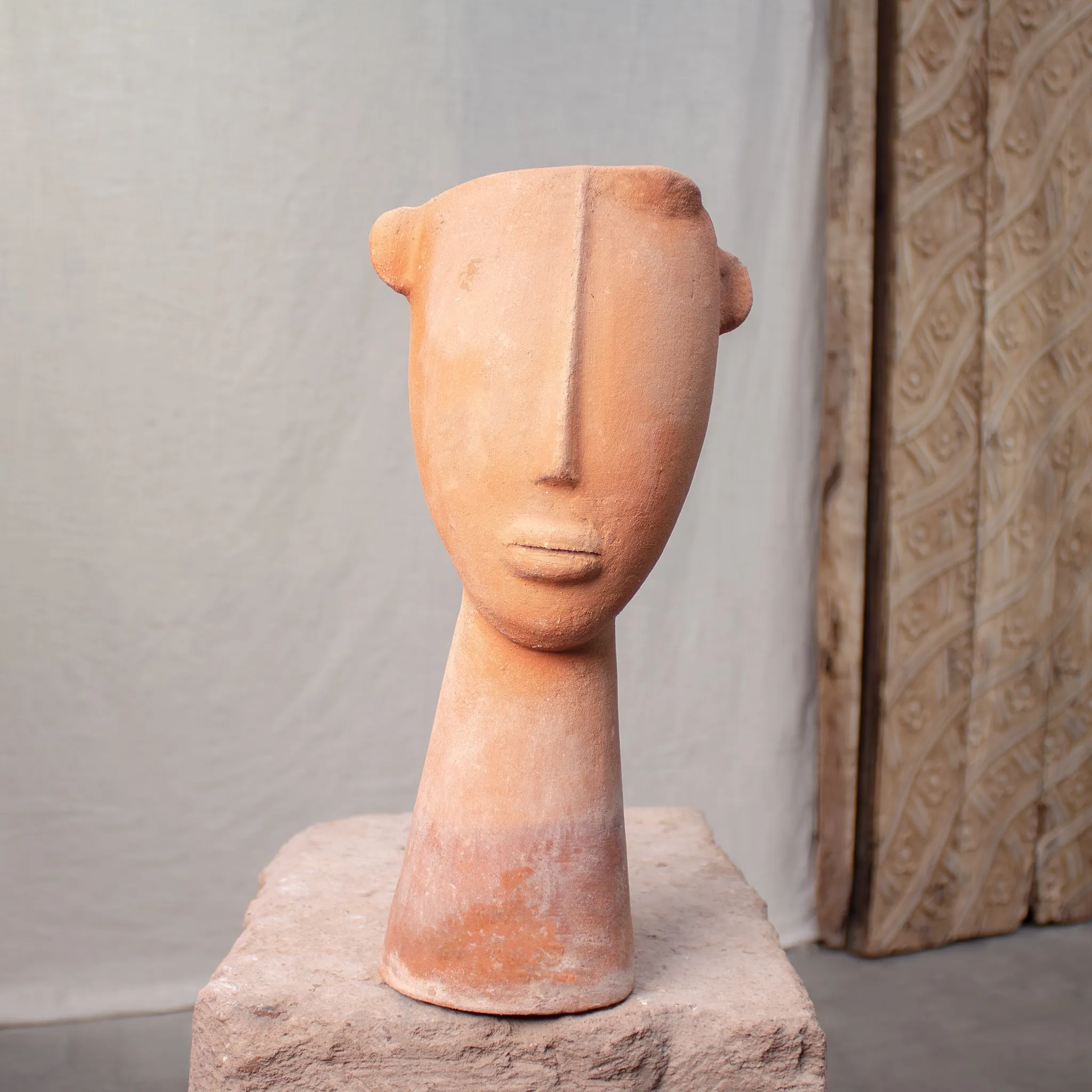 Lucidia Face Pot, Sculptural Terracotta Planter