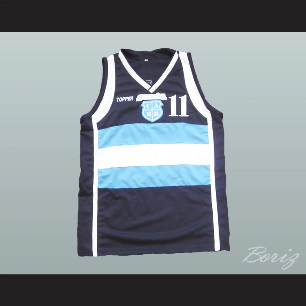 Luis Scola 11 Argentina Navy Blue Basketball Jersey