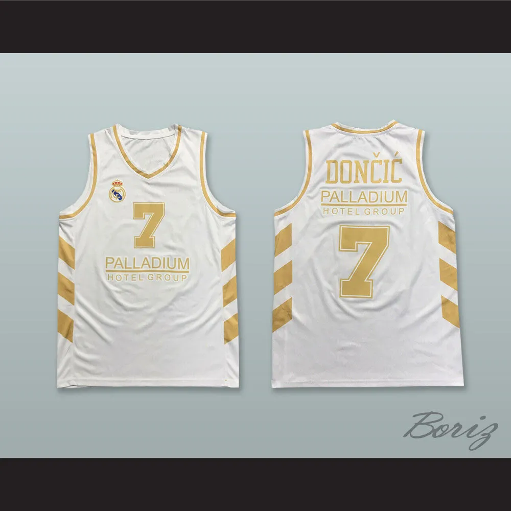 Luka Doncic 7 Real Madrid Baloncesto Spain White Basketball Jersey