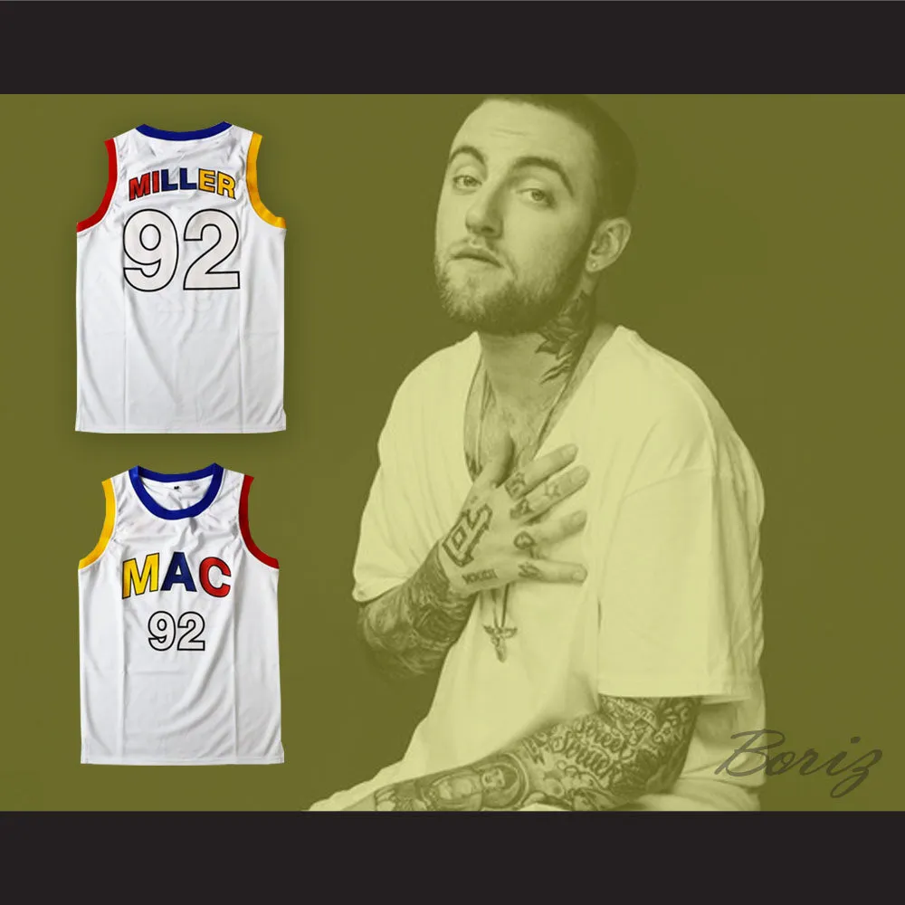 Mac Miller 92 White Basketball Jersey