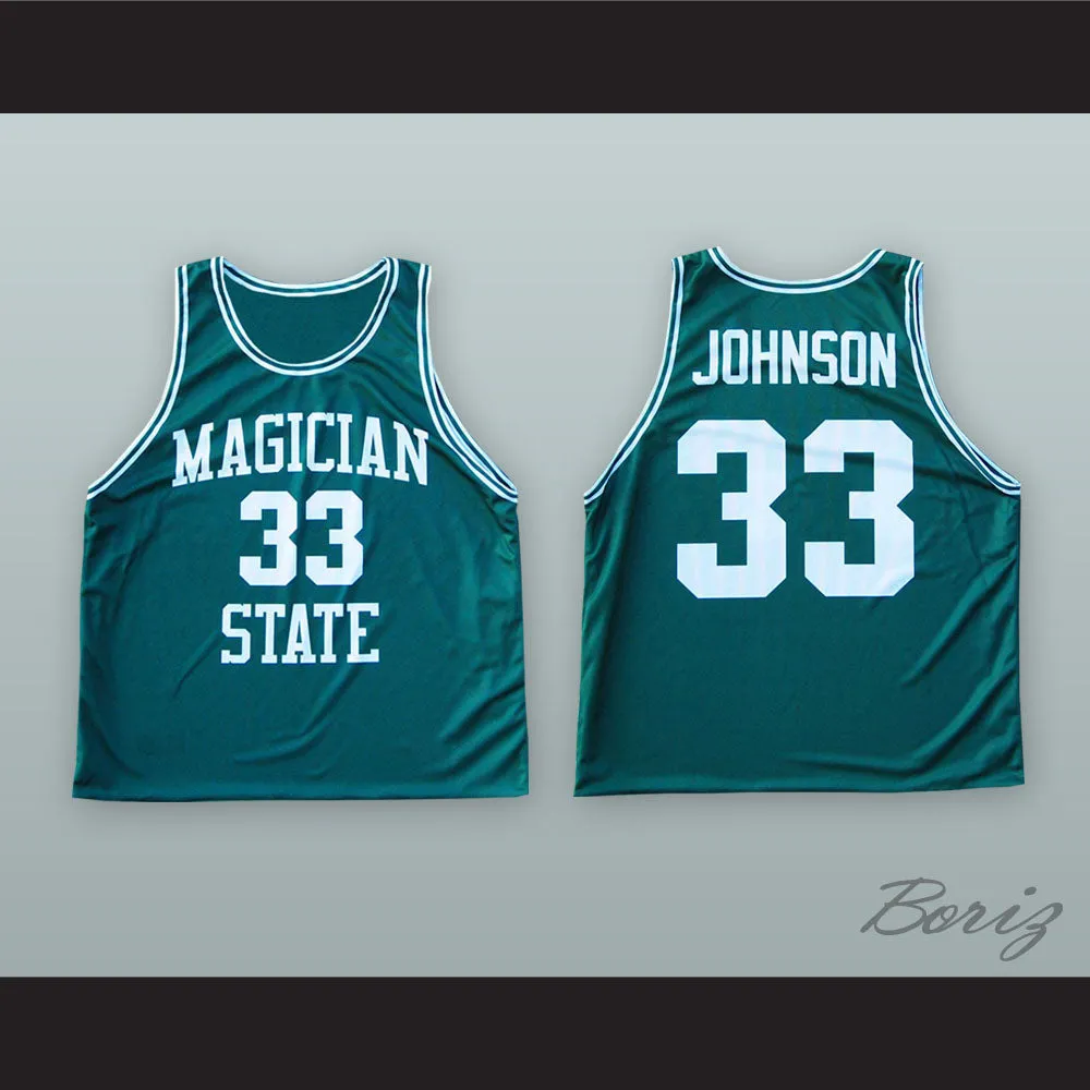 Magic Johnson 33 Magician State Green Basketball Jersey